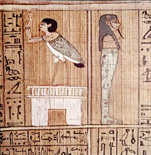 Mummy Prints: Soul-bird & Mummy, Book of the Dead, Egyptian Papyrus of Ani, Thebes, c1250BC