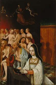 Gnadenstuhl Gallery: The Souls of the Just and Donor, c. 1520. Artist: Mostaert, Jan (1472 / 73-1555 / 56)