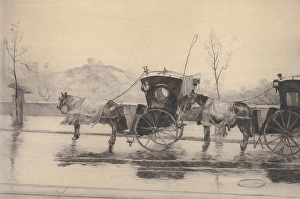 Jean Francois Prints: Sous la Pluie, 1906. Creators: Jean Francois Raffaelli, Jean-Francois Raffaelli