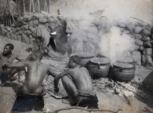 Crouching Prints: South Africa: African people at Chief Latumba's kraal near Zwarkop