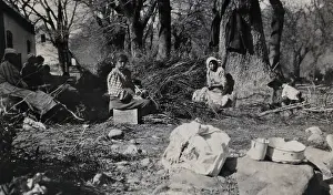 Sack Prints: South Africa: African workers at a farm near Stellenbosch, 1905. Creator: Ada Cleland