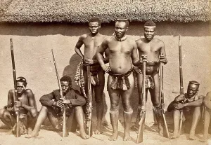 Suspicion Prints: South Africa: a group of Zulu men with rifles, 19th century. Creator: Unknown