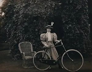 1896 Prints: South Africa: Mrs Bell posing with her bicycle, 1896. Creator: Unknown