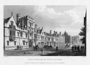 John Le Keux Gallery: South front of All Souls College, Oxford University, 1834.Artist: John Le Keux