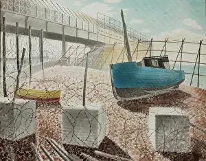 Modernism Prints: South Coast Beach, 1939-1942. Creator: Eric Ravilious