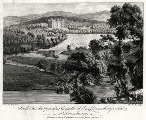 South East Prospect of his Grace the Duke of Queensberrys seat at Drumlanrig, Scotland, 1775. Artist: Michael Angelo Rooker