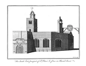 The South East Prospect of St. Peters Le Poor in Broad Street. c1756. Artist: Benjamin Cole