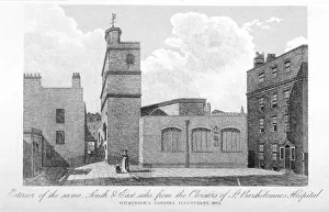St Bartholomew The Less Prints: South and east sides of the Church of St Bartholomew-the-Less, City of London, 1834