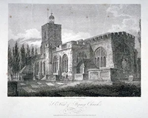 Storer Prints: South-east view of the Church of St Dunstan, Stepney, London, 1804