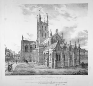 St Saviours Church Prints: South-east view of the Lady Chapel of St Saviours Church, as it will appear when restored
