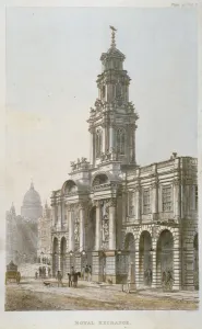 Thomas Sutherland Prints: South-east view of the Royal Exchanges south front, City of London, 1812. Artist