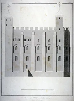 James Ii Prints: South elevation of the White Tower, Tower of London, 1815. Artist: James Basire II