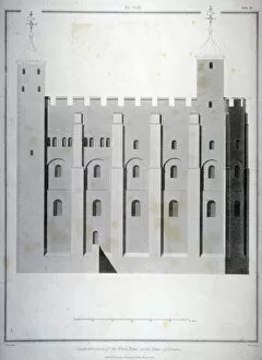 Basire Gallery: South elevation of the White Tower, Tower of London, 1815. Artist: James Basire II