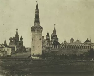 Kremlin Gallery: South Front of the Kremlin from the Old Bridge, 1852. Creator: Roger Fenton