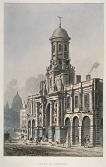 Jerman Prints: South front of the Royal Exchange, City of London, 1821