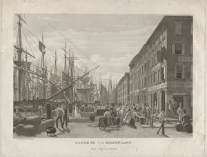Grocers Gallery: South St. from Maiden Lane, 1834. Creator: William James Bennett