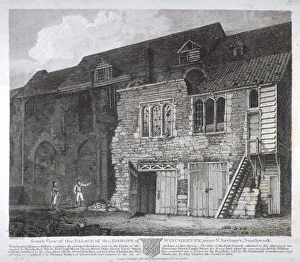 C John M Whichelo Prints: South view of the Bishop of Winchesters palace, Southwark, London, 1812