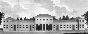 Stables Prints: South view of the Earl of Darlingtons stables, Raby Castle, County Durham, 1798