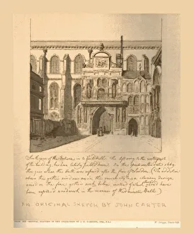 South View of the entrance into the Guildhall, c1669, (1886) South View of the entrance into the Guildhall, c1669, (1886)