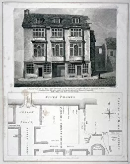 Bankside Gallery: South view of the Falcon Tavern, Bankside, Southwark, London, as it appeared in 1805 (1811)