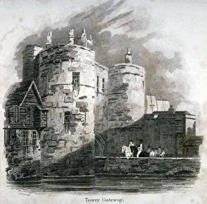 Neale Prints: South view of the Tower of London with figures on horseback, c1810. Artist: Robert Sands