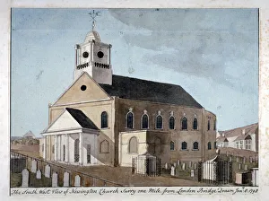Newington Butts Prints: South-west view of the Church of St Mary Newington