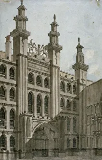 George Shepherd Prints: South-west view of the Guildhall front, City of London, 1810. Artist: George Shepherd