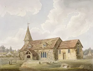 South-west view of Holy Cross Church, Greenford, Middlesex, c1825