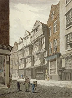Robert Blemmell Prints: South-west view of an old timber-framed house in Ship Yard, Westminster, London, 1815