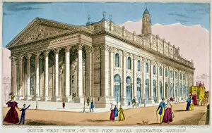 Commerce Gallery: South-west view of the Royal Exchange, City of London, c1850