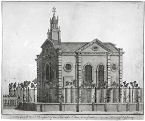 Benjamin Cole Gallery: South-west view of the Swedish Church, Princes Square, Stepney, London, c1750. Artist