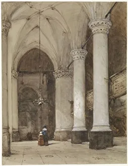 Aisle Prints: Southern aisle of the Great Church at The Hague, c.1827-c.1891. Creator: Johannes Bosboom
