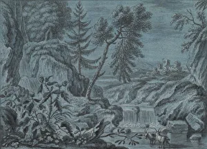 Southern Landscape with a Waterfall and Goats, late 18th century Southern Landscape with a Waterfall and Goats, late 18th century