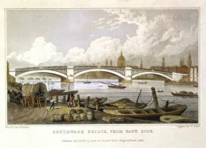 Southwark Bridge from Bank Side, London, 1817. Artist: Thomas Hosmer Shepherd