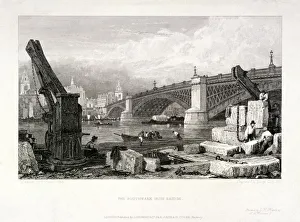 Prout Prints: Southwark Bridge, London, 1828. Artist: Samuel Prout