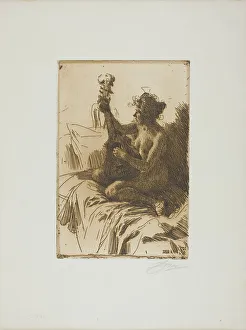 Etching On White Laid Paper Prints: Souvenir or The Guitar, 1895. Creator: Anders Leonard Zorn