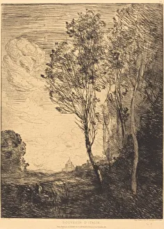 Cliche Verre Prints: Souvenir of Italy (Souvenir d Italie), 1866. Creator: Jean-Baptiste-Camille Corot