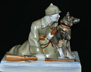 Soviet border guard with his dog, End 1930s