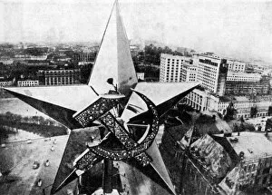The Soviet star surmounting the Nikolsky Tower of the Kremlin, Moscow, 1935