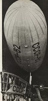 Demonstration Collection: The Soviet Union has begun to build dirigibles. Illustration from USSR Builds Socialism, 1933