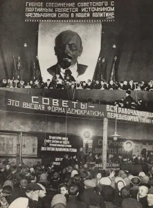 1933 Gallery: Soviets - the highest form of democracy. Illustration from USSR Builds Socialism, 1933