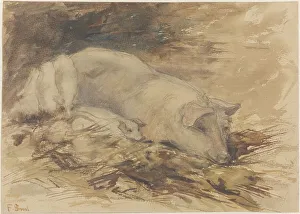 Sow with piglets, 1872-1944. Creator: Frans Smissaert