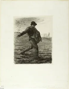 Seed Prints: The Sower, 1851. Creator: Jean Francois Millet
