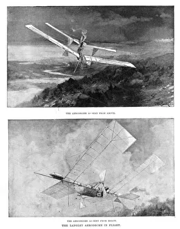 SP Langleys steam-powered model plane Aerodrome viewed from above and below, 1902