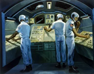 Spacecraft Prints: Space Shuttle - artists concept of interior, 1980s. Creator: NASA