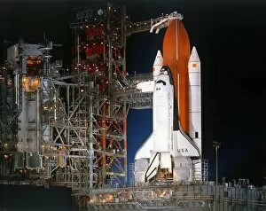 John F Kennedy Space Center Collection: Space Shuttle Columbia on launch pad, Kennedy Space Center, Florida, USA, March 1982