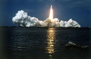 John F Kennedy Space Center Collection: Space Shuttle Columbia lifting off, Kennedy Space Center, Merritt Island, Florida, USA, 1980s