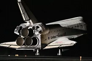 John F Kennedy Space Center Collection: Space Shuttle Endeavour night landing, Florida. USA, February 21, 2010. Creator: NASA