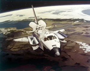 Aircraft Prints: Space Shuttle Orbiter in flight, 1980s. Creator: NASA