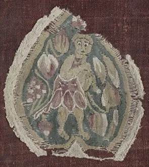 Linen And Wool Prints: Spade-shaped Ornament, 600s - 700s. Creator: Unknown